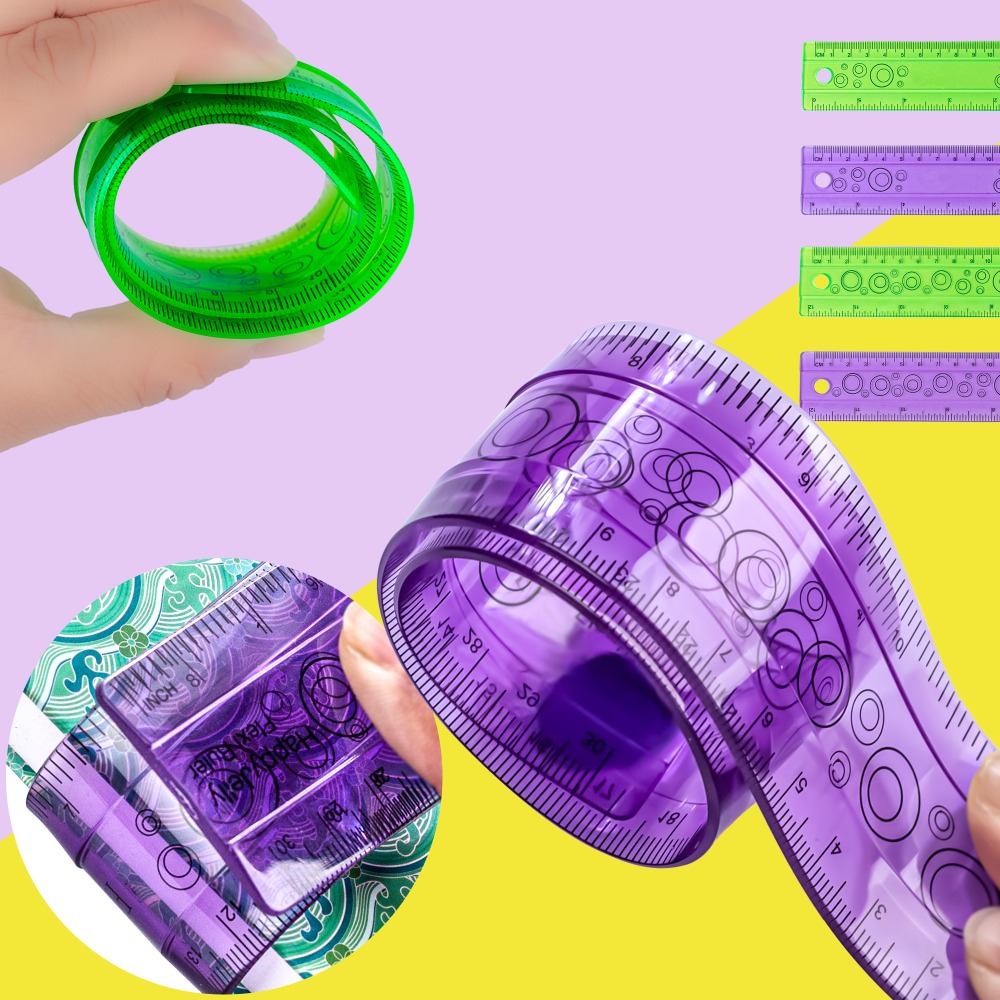 Мягкая линейка 15 см/30 см, кавайные красочные прозрачные прямые линейки, дюймовые см шкалы, креативные инструменты для рисования, школьные принадлежности для учеников