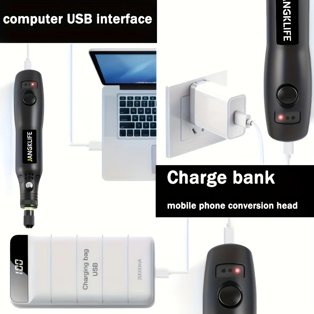 JANGKLIFE USB ชุดเครื่องมือโรตารี่ไร้สายงานไม้แกะสลักปากกา DIY สําหรับเครื่องประดับแก้วโลหะ Mini Wireless เจาะ
