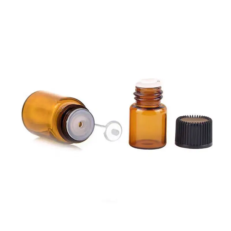 Botella vacía de aceite esencial de vidrio ámbar, botella de Perfume de vidrio de laboratorio, muestra de prueba de botella de aceite, 1ML/2ML/ 3ML/5ML, 10 Uds.