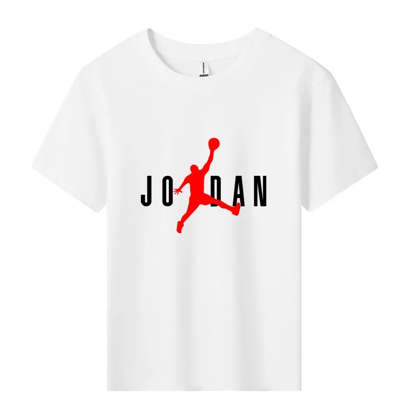 JD Letter พิมพ์ฤดูร้อนผ้าฝ้ายเด็กกีฬาแขนสั้นเด็กผู้หญิงเสื้อยืดเด็กแฟชั่นกีฬาแขนสั้นเสื้อเด็ก