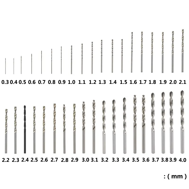 XCAN 10 Chiếc 0.3-4.0Mm Thép Tốc Độ Cao Xoắn Mini Mũi Bộ Dụng Cụ Dremel Rotary Gỗ/Lỗ Kim Loại Dao Cắt Mũi Khoan Mini