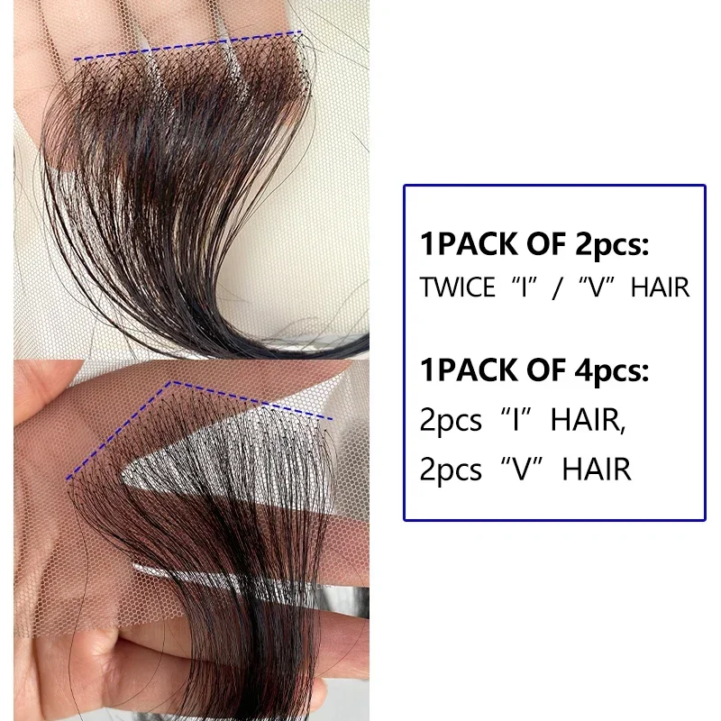 15 ซม.100% มนุษย์ผมธรรมชาติที่มองไม่เห็น Bangs ขอบลูกไม้สีดําไม่มีรอยต่อครอบคลุมหน้าผากเส้นผม Patch Sideburn EDGE patch