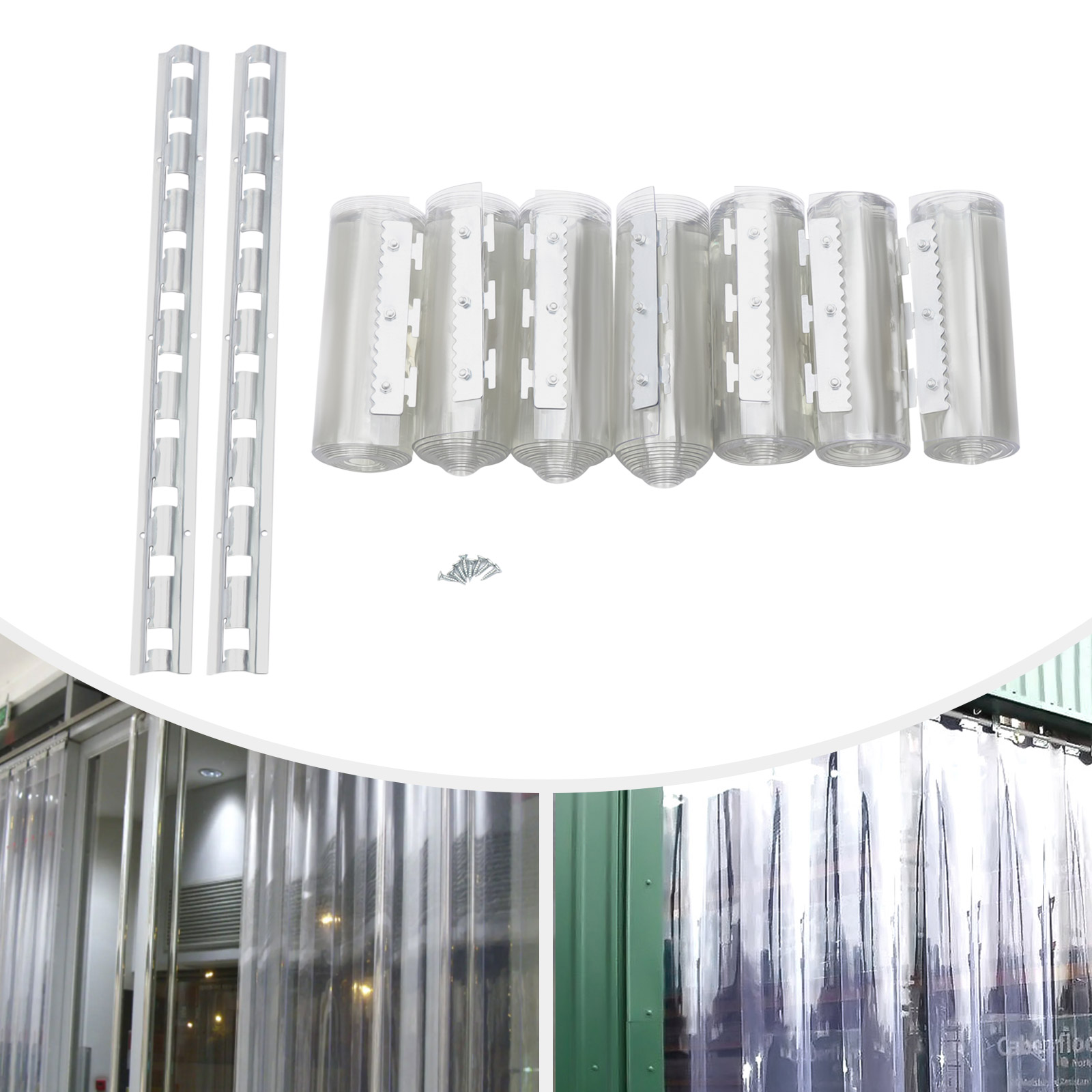 7 pezzi tende in strisce di PVC 200x105 cm strisce per porte morbide trasparenti schermo 2 mm di spessore kit tenda per porta antistatica impermeabile antivento