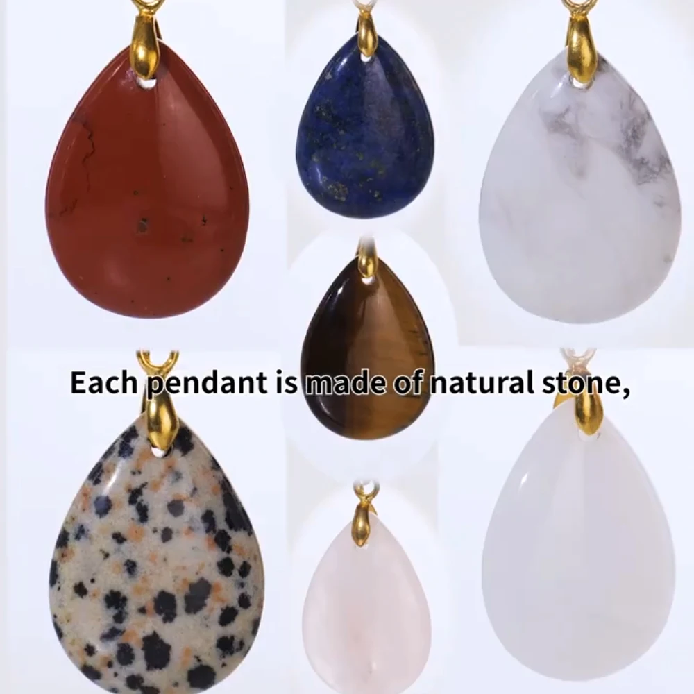 Kalung Liontin Sederhana Bentuk Tetesan Air Kristal Batu Alam Modis Untuk Wanita Aksesoris Pembuatan Kalung Anting Dengan Rantai