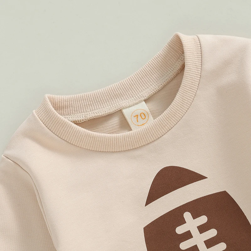 2024-05-22 Lioraitiin Toddler Pants Set Football Print Long Sleeve Round Neck Sweatshirt Drawstring Pockets Long Pants Outfits