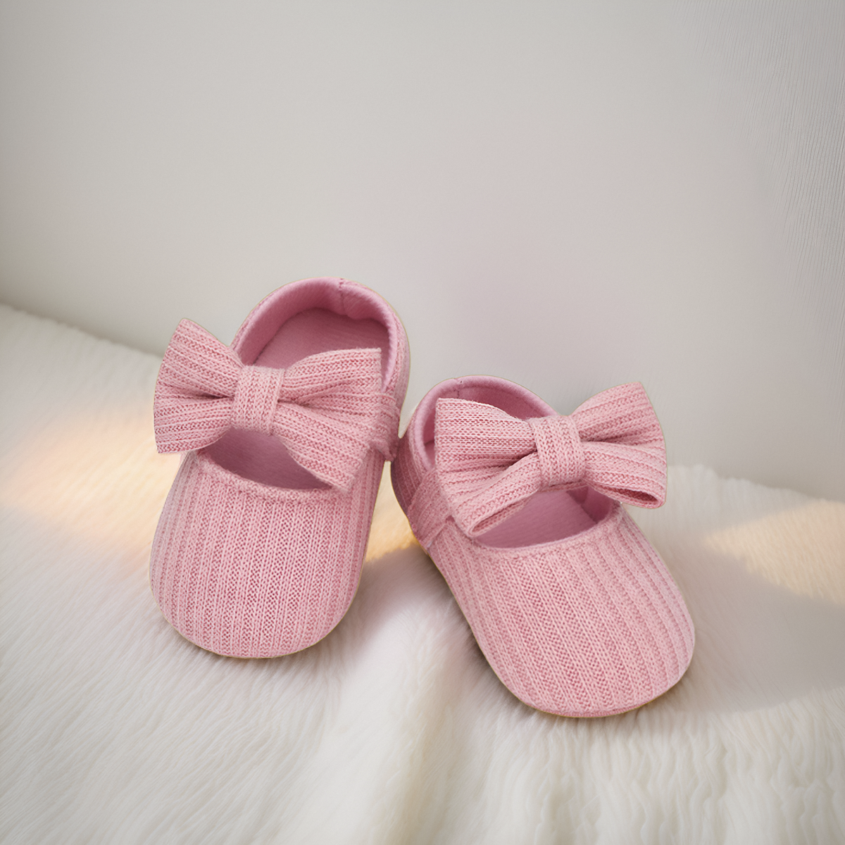 女の子のためのファッショナブルなフラットシューズ,弓付きの快適でキュートでキュートなスタイル,4ペア