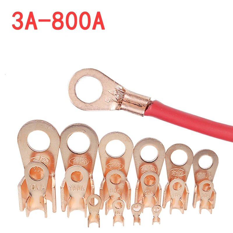 10/50PCS ทองแดง OT Terminal ฉนวนสายไฟ Bare ไฟฟ้าเทอร์มินัล LUG แบตเตอรี่แหวน CRIMP TERMINAL 10-400A