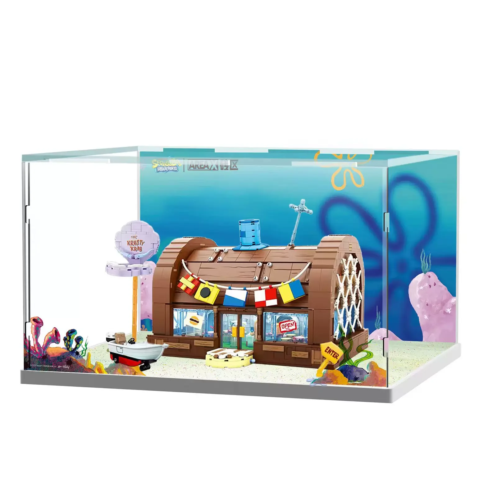 Bloc de construction Bob l'éponge, dessin animé Krusty Krab, modèle de scène de restaurant créatif, jouet d'assemblage Patrick Star, cadeau d'anniversaire pour enfants