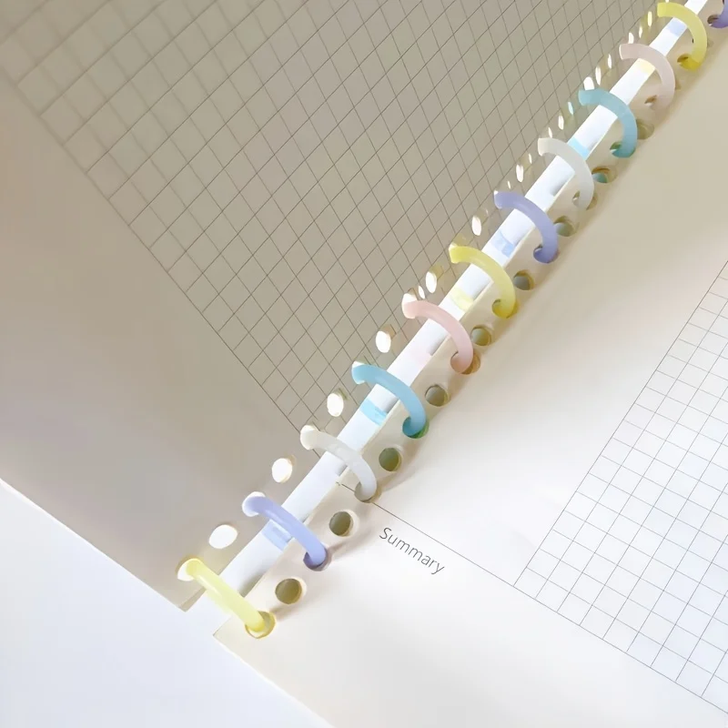 20/50pcs สีสันหลวมแหวน Binding COIL พลาสติกที่ถอดออกได้ Punch แหวนหัวเข็มขัดแฟ้มองค์กร Office Accessorie