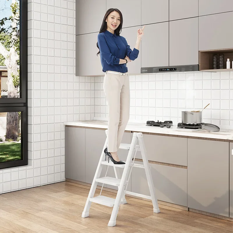 ครัวเรือนบันไดพับ Multi-Functional Telescopic หนา Herringbone บันไดขนาดเล็กแบบพกพาสี่บันได