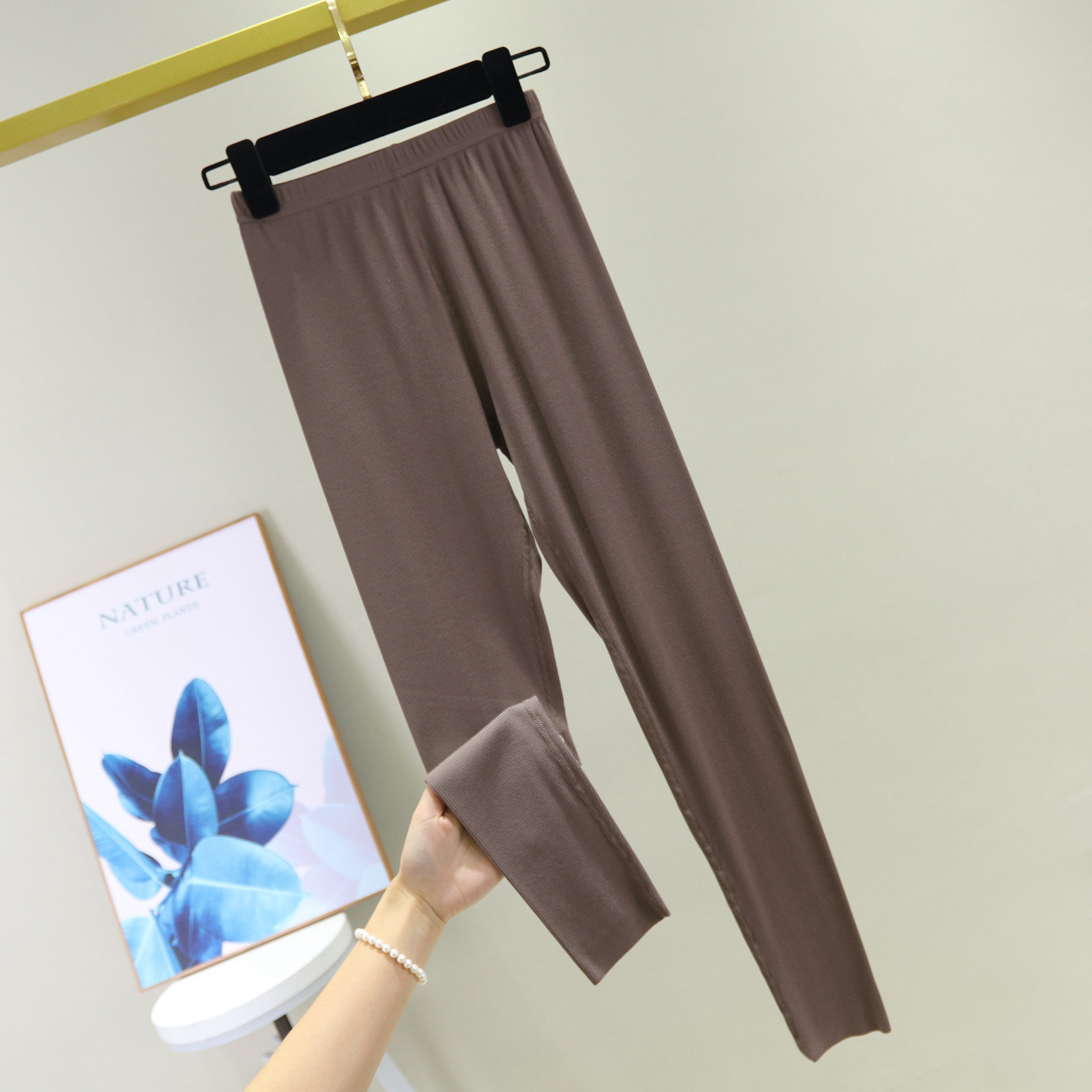Rib cotton Leggings Solid color Ankle length Plus size Elastic legging Women workout slimming base Stretch Pants