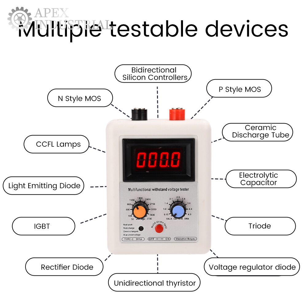 Probador de transistores de capacidad de voltaje IGBT diodo MOS triodo LED capacidad de voltaje MOV probador de voltaje de resistencia 0V-3500V
