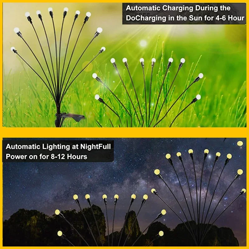 6/8/10L Solar Firefly Lights Wodoodporna dekoracja ogrodu na zewnątrz Światła krajobrazowe Światła trawnika Nadaje się do świątecznej dekoracji
