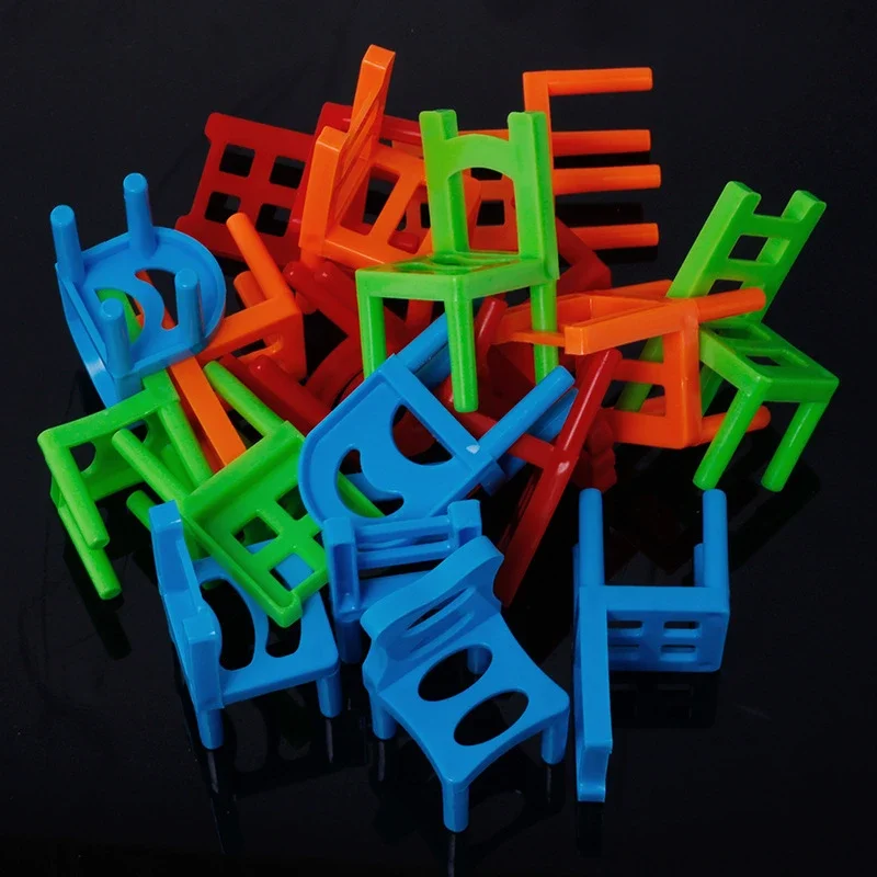 12pcs MINI เก้าอี้ BALANCE Blocks พลาสติกประกอบบล็อกซ้อนเก้าอี้เกมครอบครัว Balancing การฝึกอบรม