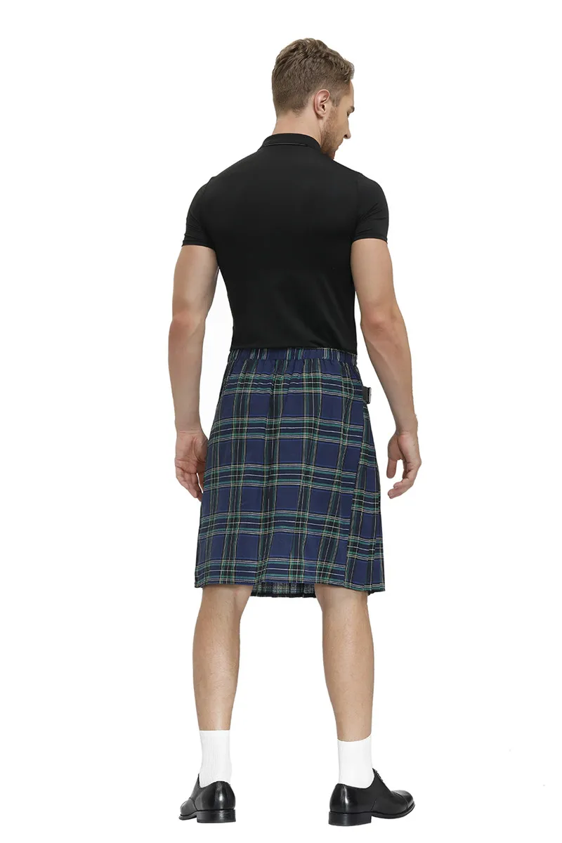 Kilt tradicional masculino escocês com cinto bilateral Highland Tartan plissado Kilt masculino