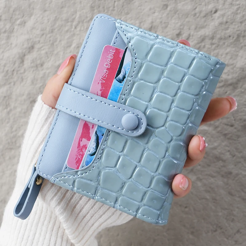 Mini cartera de mano con estampado de cocodrilo, tarjetero corto, tarjetero y monedero para mujer