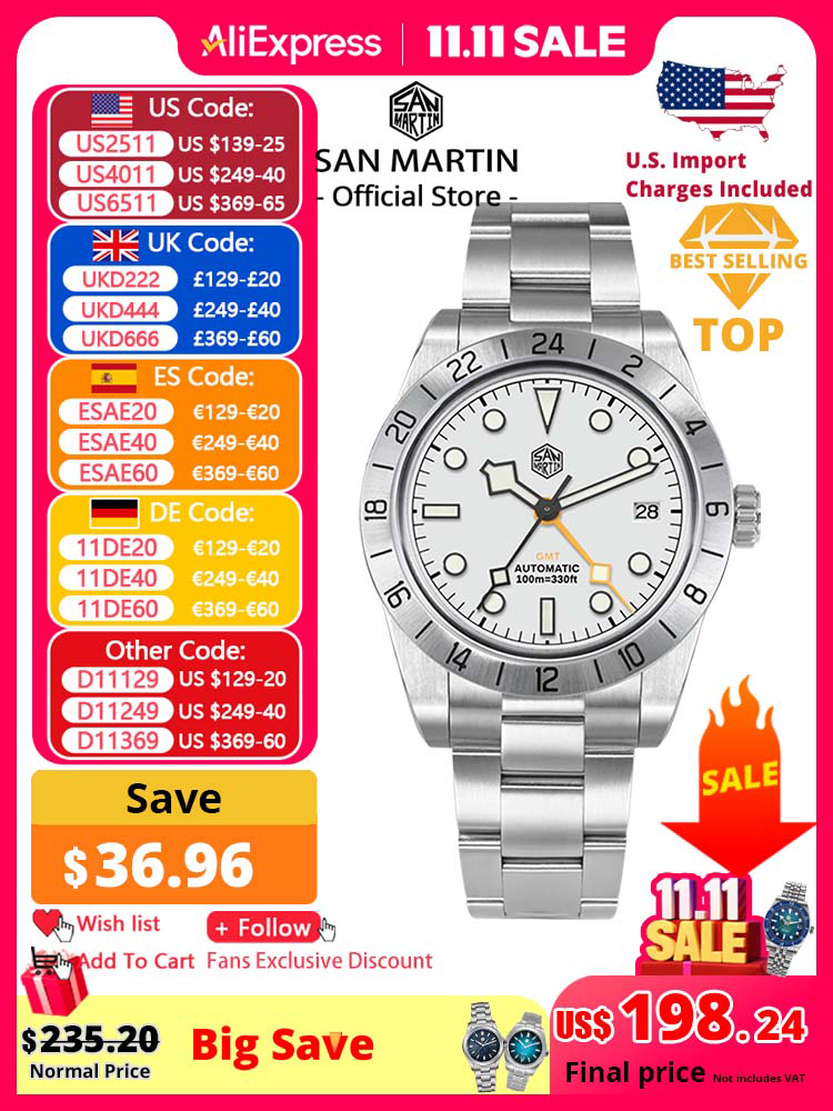 San Martin Новые 39 мм NH34 BB GMT Автоматические Механические Часы Спортивные Часы Сапфировые Светящиеся Водонепроницаемые 100 м для Мужчин Relogio SN0054