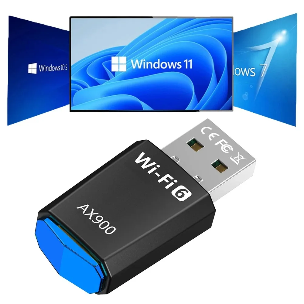 AX900 WiFi 6 USB WiFi Adapter Wireless Ethernet Network Card 2.4G/5GHz Dual Band Drive Free Stable Signal Adapter for PC Laptop
