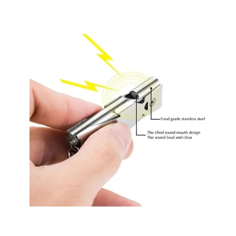 Porte-clés sifflet à Double tuyau à décibel élevé, outil d'urgence de survie, pendentif multifonction Portable pour Camping en plein air, 1 pièce