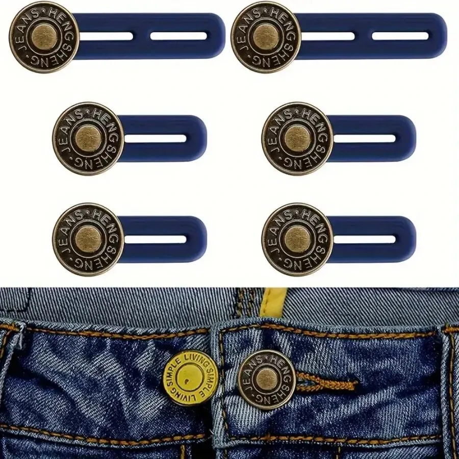 6-teilige Knopfverlängerungen für Jeans und Hosen: Universeller Taillen-Expander für Damen und Herren, sofortige Gürtelverlängerungslösung