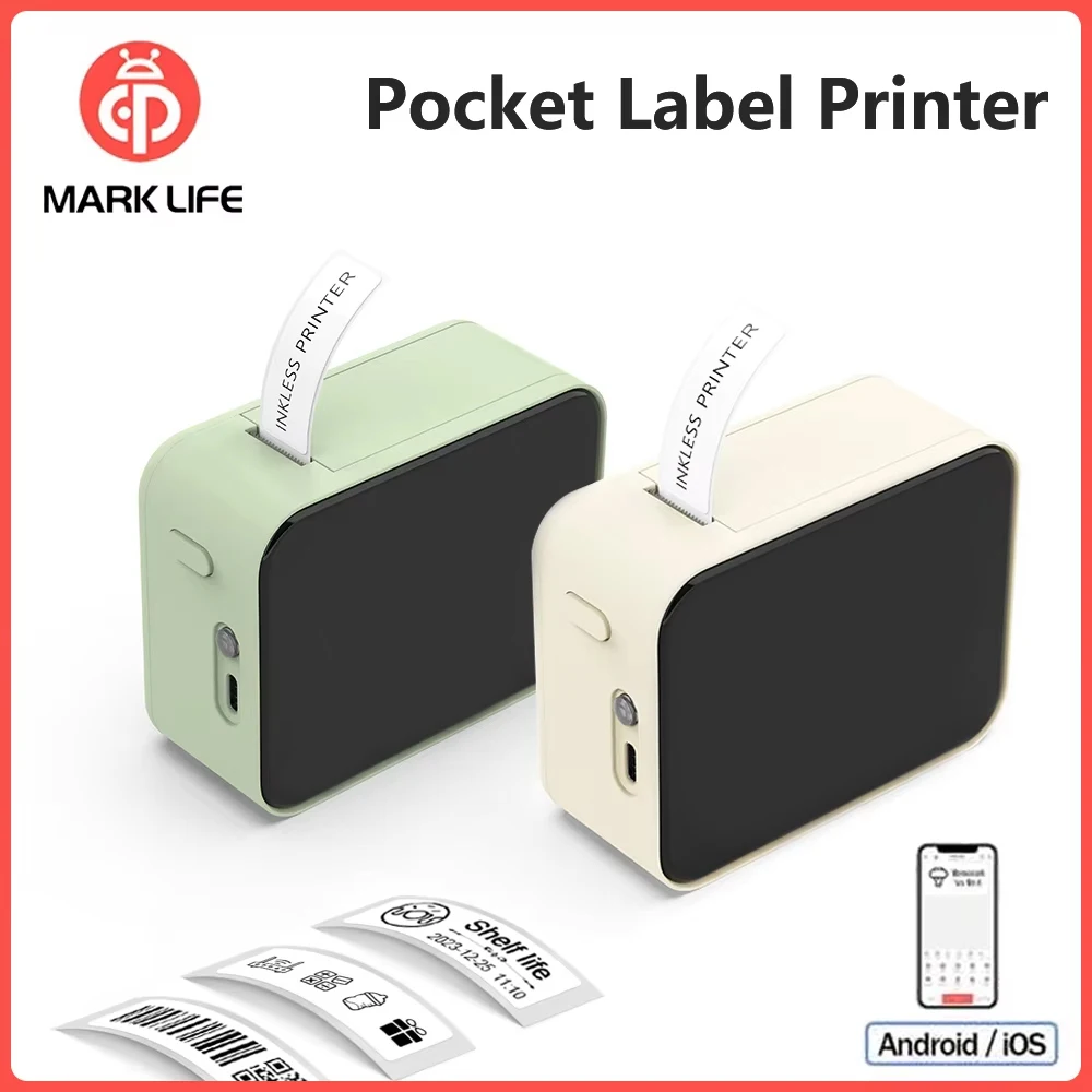 Marklife p15 impressora térmica portátil mini impressora de etiquetas sem tinta bluetooth máquina de impressão adesiva máquina de rotulagem