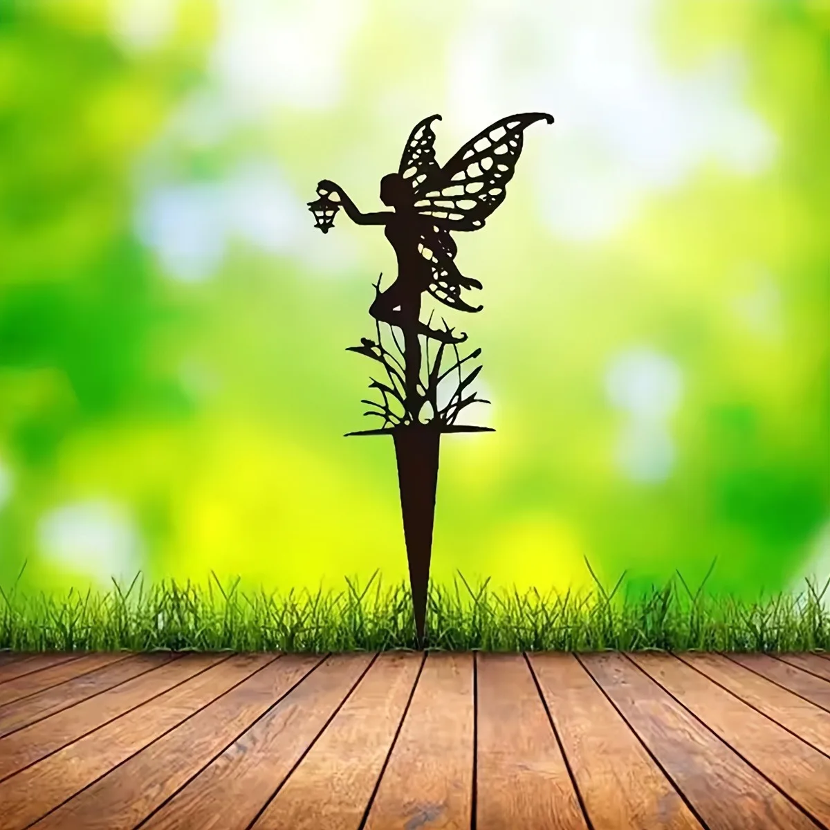 Clearance_Enchanted Fairy Garden Stake – Blumenfee-Rasenornament aus Metall, dekorative Hofkunst für den Außenbereich für Terrasse und Garten_Cont