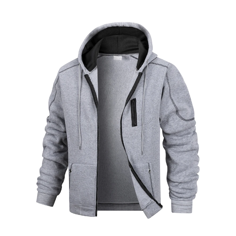 Heren casual sport rits hoodie jas effen kleur vest sweatshirt voor herenkleding sportkleding slim fit casual jas