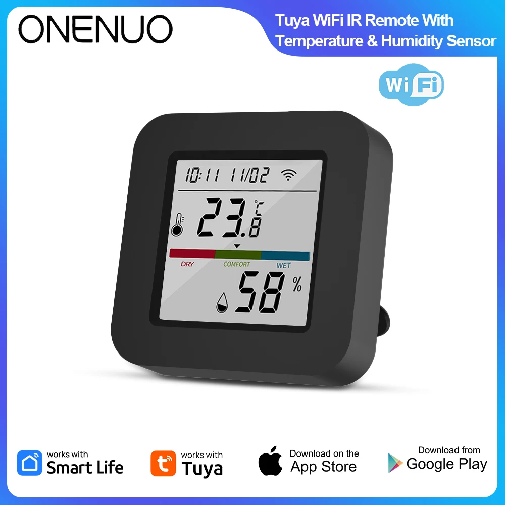 Uniwersalny pilot IR WIFI Tuya Smart z czujnikiem temperatury i wilgotności do klimatyzacji, telewizora, współpracuje z Alexa i Google Home