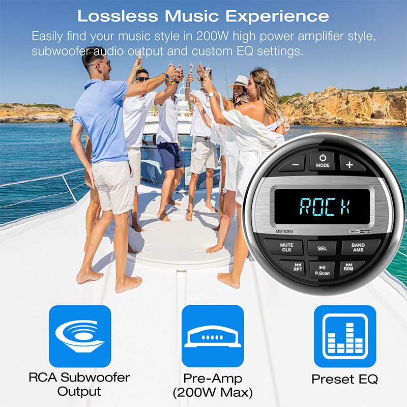 AKAMATE Boot Media MP3-Player Marine Stereo Wasserdicht Bluetooth Audio Radio FM AM Empfänger für UTV ATV SPA RZR