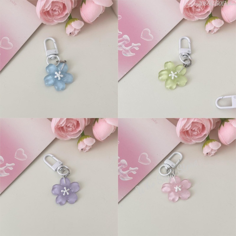 Chaveiro de flor transparente colorido pingente para mulheres meninas moda requintado chaveiro saco decoração acessórios amigo presente