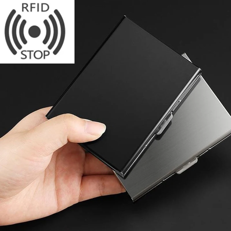 Anti-Scan RFID 6 Cards Large capacity Aluminum Metal Credit Card Holder Slim Blocking Wallet Case Business Card Protection Hold