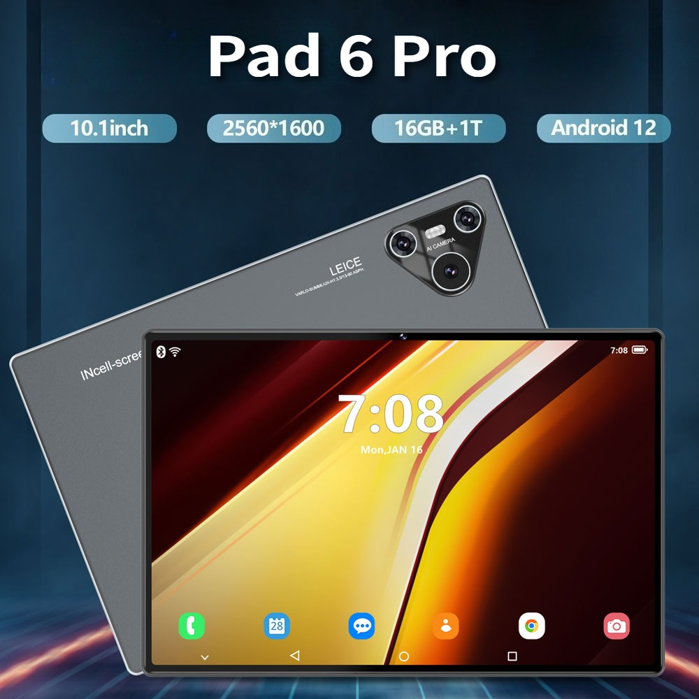 Nieuwe Originele Pad 6 Pro Tabletten Android Tab 16 GB + 1 TB 10 Inch HD Scherm Global Versie Tablet 5G Dual SIM Google Play Tabletten PC