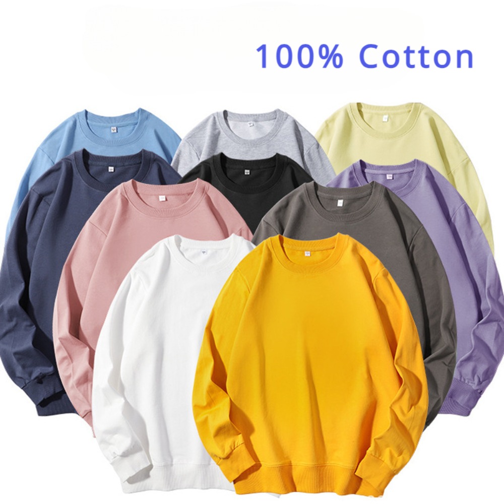 Männer Baumwolle Frühling Herbst Einfarbig Oansatz Sweatshirt Universal Einfache Casual Pullover Paar Langarm T-shirt Weiß Top
