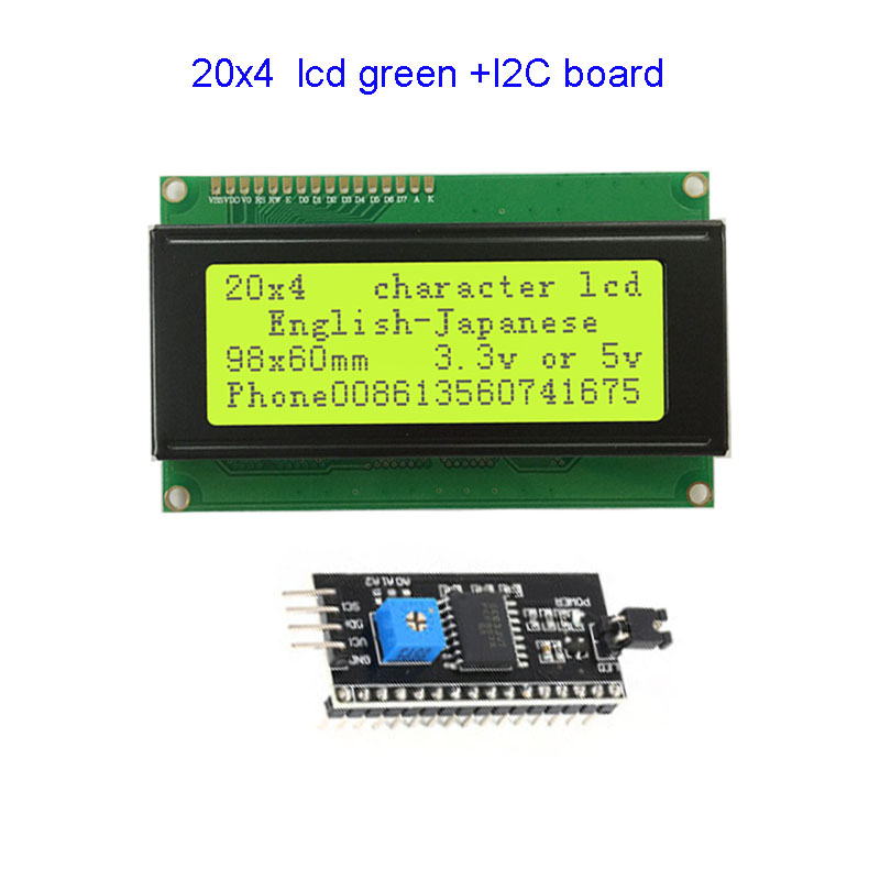 LCD-Modul 2004 20 x 4 IIC I2C-Bildschirm, Charakter, weiß, 3,3 V oder 5 V