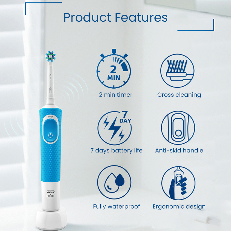 Oral B D100 elektryczna szczoteczka do zębów 2D Vitality szczoteczka do czyszczenia zębów wodoodporna elektroniczna szczoteczka do zębów indukcyjna ładowarka z timerem