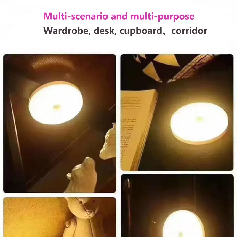 Paquete de 4 luces LED nocturnas con detección de cuerpo humano, Sensor de movimiento recargable por USB, luz nocturna LED, decoración de pared, luz nocturna para dormitorio, cocina