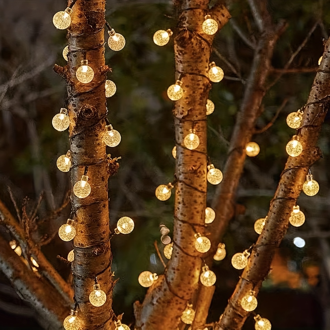 1 paquete de 64 pies IP65 globo de cristal luces de cadena solares 100 LED 8 modos de iluminación luces solares al aire libre para fiesta de Navidad de Halloween