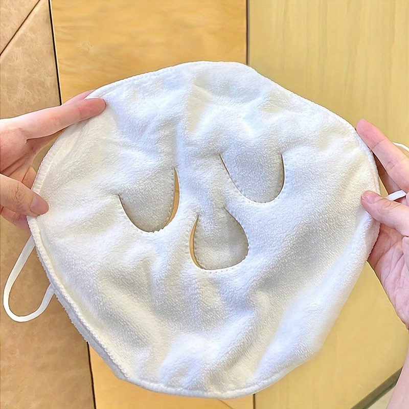 1pc toalha de lavagem de rosto de três furos, toalha de lavagem de rosto de beleza absorvente macia reutilizável, cuidados com a pele de vapor quente multifuncional