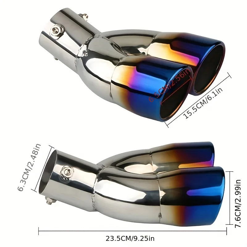 Car modification dual pipe exhaust pipe decoration universal thickened version dual outlet tailpipe muffler