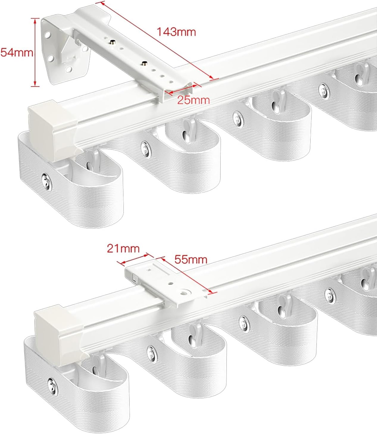 Aluminio resistente para montaje en pared/techo para bloqueo de luz, barra de cortina ondulada para oficina, sala de estar, dor