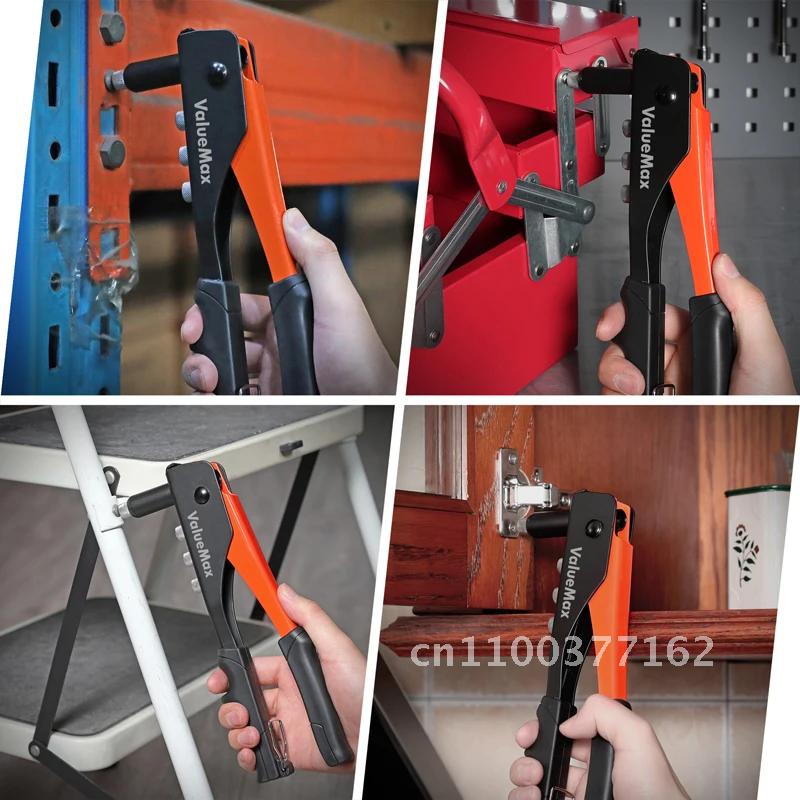 ValueMax Conjunto de Rebitador Manual Profissional Ferramenta de Arma de Rebite Para Rebites DIY 4.0mm Reparação 2.4mm E 4.8mm 3.2mm 200 Casa Com