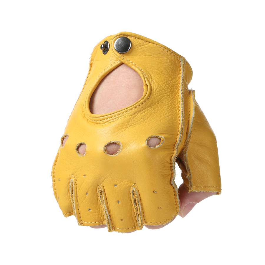 Homens sem dedos meio dedo condução fitness motocicleta ciclismo pele de cabra novos homens luvas de couro do plutônio luvas