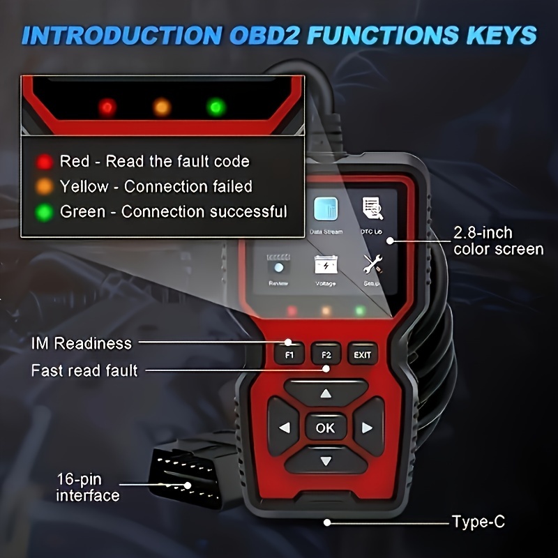 Outil de scanner OBD2-lecteur de code professionnel et outil de numérisation pour les données en direct, vérifiez la lumière du moteur et la lecture de code de diagnostic