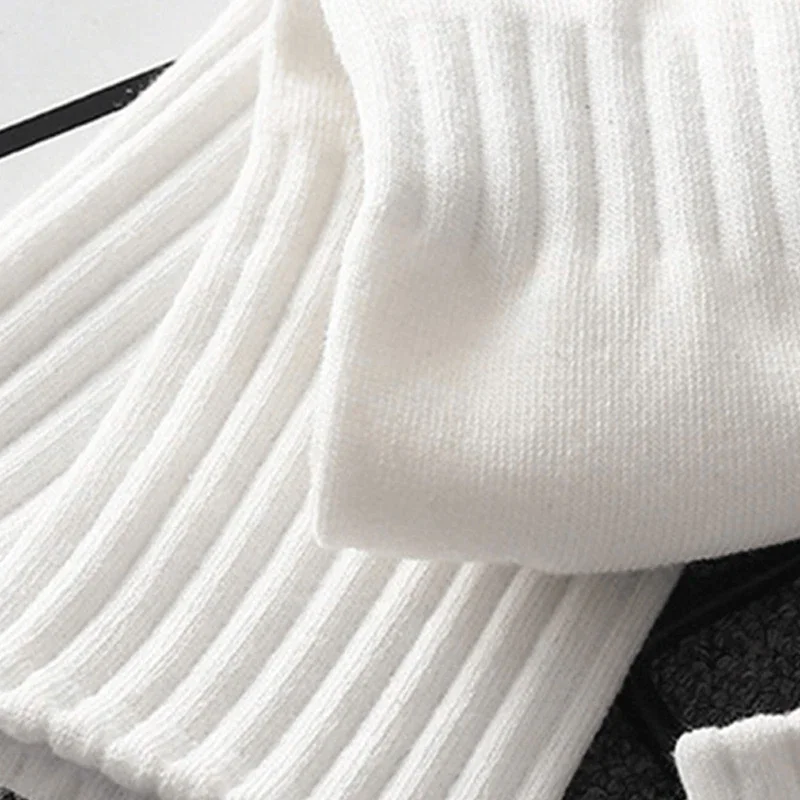 5 pares de calcetines de longitud media para hombre de otoño e invierno, calcetines deportivos blancos antiolor, absorbentes del sudor y transpirables