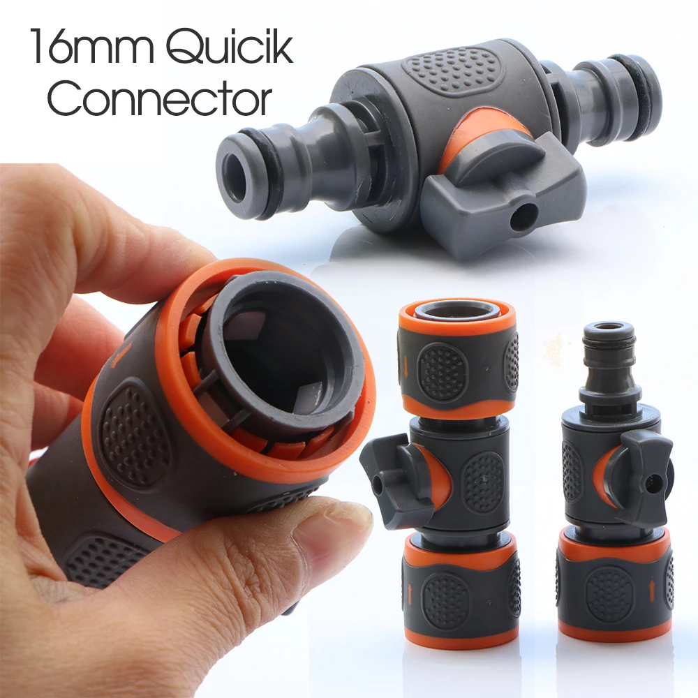 16mm Ball Valve Hose Adapter Quick Connector Coupling Joint Extender Connect Repair for Garden Irrigation Tubing Stop Water
