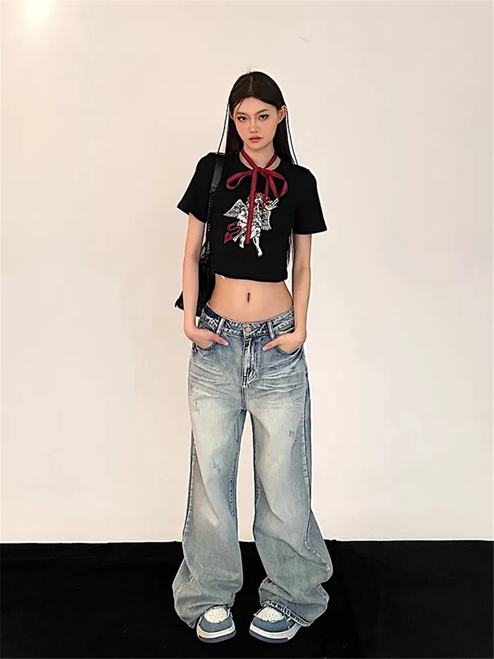 Y2K だぶだぶのジーンズ女性ヴィンテージストリート特大レトロ韓国スタイルデニムパンツスキニーヒッピーストレートワイドレッグデニムパンツ