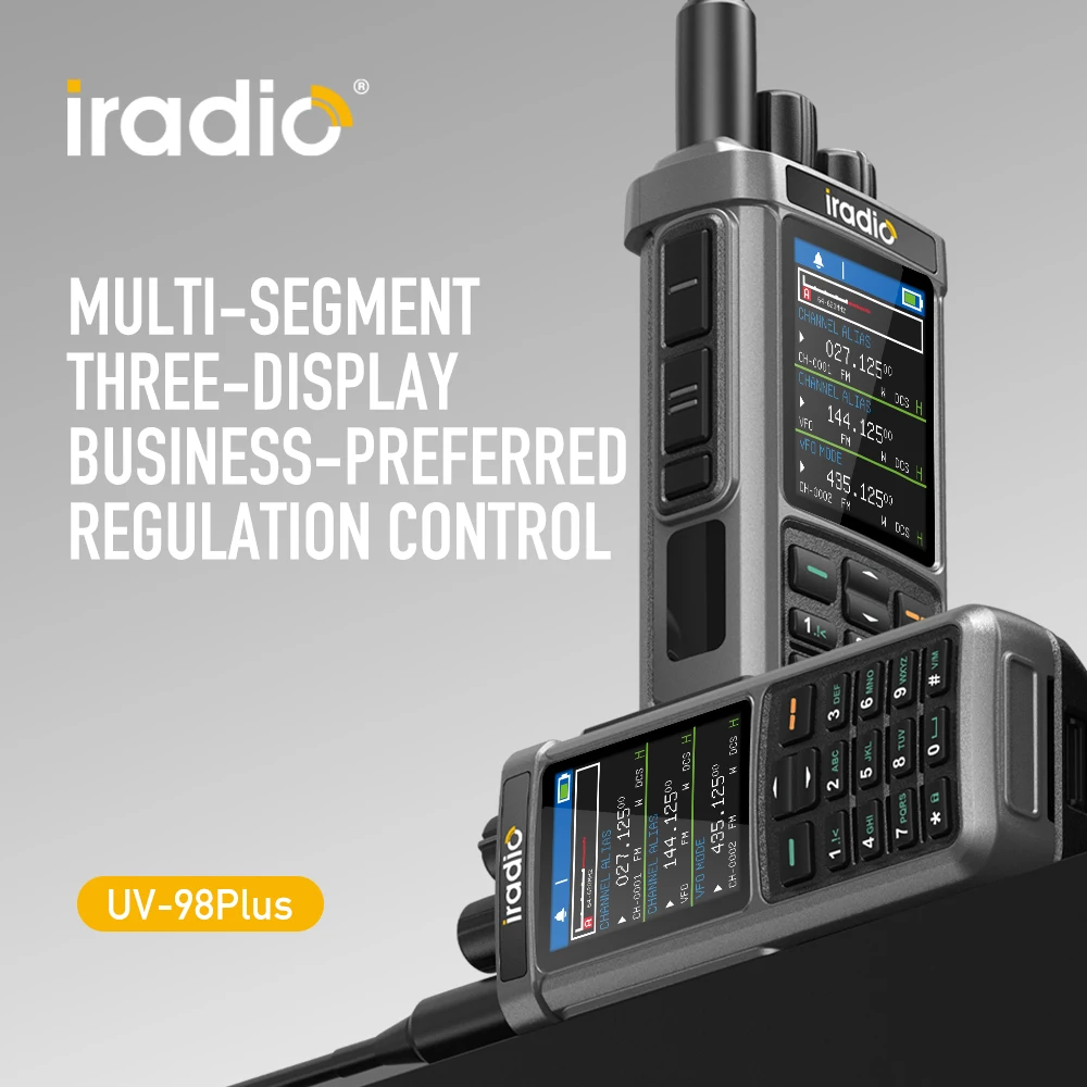 Iradio UV-98 Plus Walkie Talkie 10W High Power Cross Band Repeater Triple Frequency Standby 1024 Channels  AM USB LSB CW CB LW