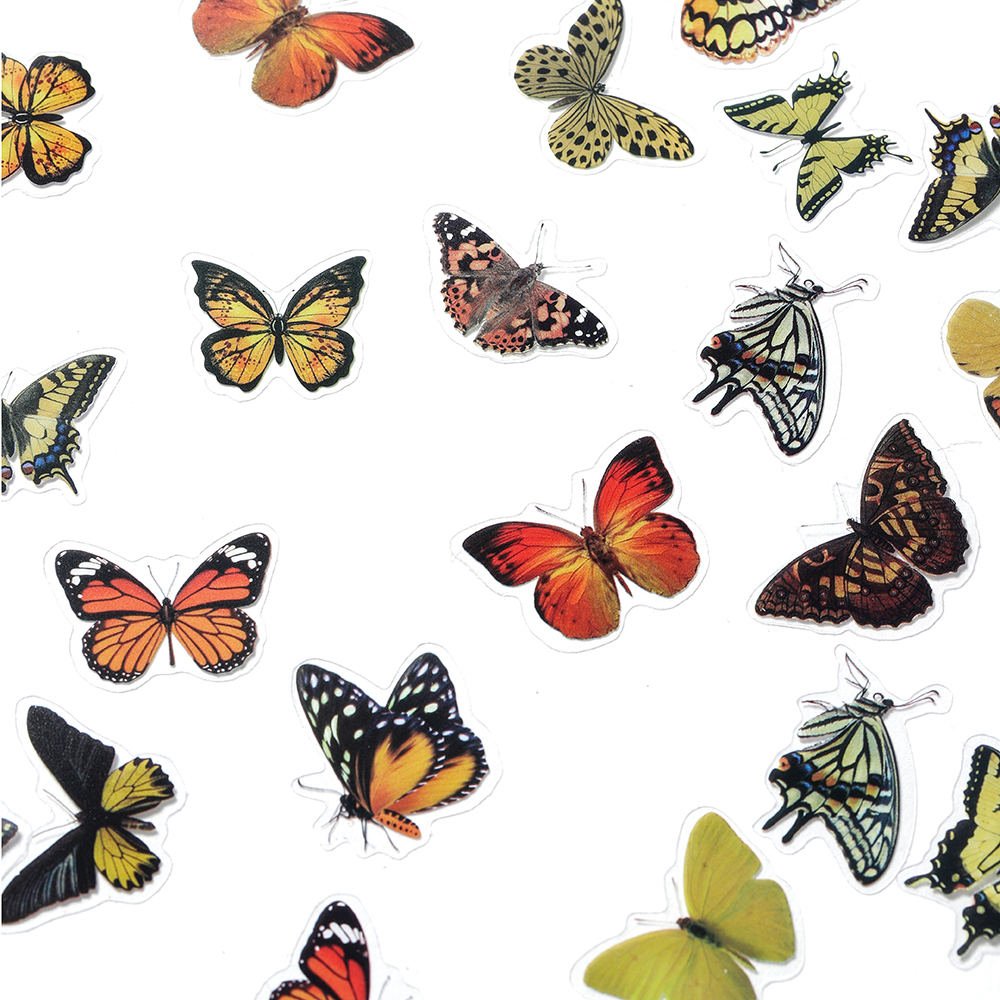 40Pcs/Bag Colorful Butterfly Stickers PET Transparent Decorative Epoxy Resin Fillings for DIY Epoxy Resin Crafts Book Decor