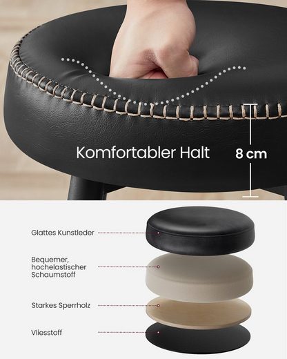 Vasagle Barkruk (2 St), Synthetisch Leer, 120Kg Dragend, Twee Hoogtes