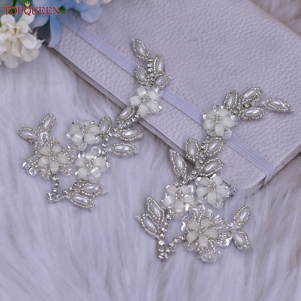 Topqueen รองเท้าส้นสูงแผ่นปะติดแบบ DIY สำหรับงานแต่งงานกำไลพร้อมแหวนผู้หญิงอุปกรณ์ตัดเย็บชุด SP11ปรับแต่งได้